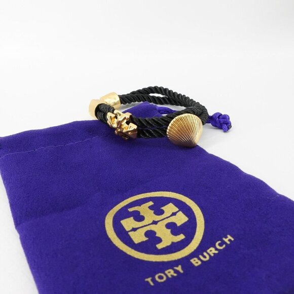 Tory Burch Shell Logo Rope Bracelet Black OS - Picture 3 of 12